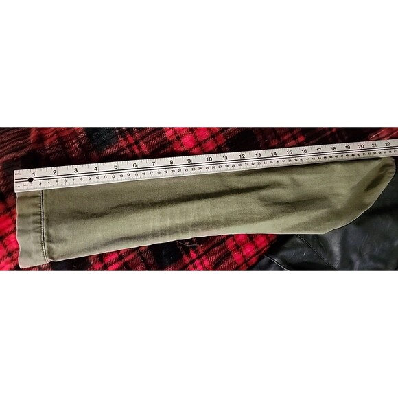 Sans Souci Black Faux Leather Green Army Sleeves Hidden Zip Jacket - Size Small - Picture 5 of 14